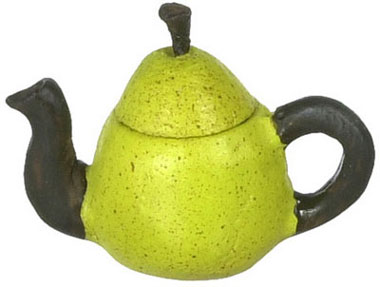 Dollhouse Miniature Green Pear Teapot